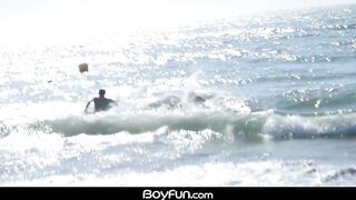 Latino twink threesome cum after heroic rescue bareback fun