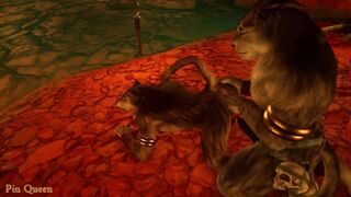 Wolf and gray tiger get rough in wild cave sex behind game rules