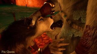 Wolf and gray tiger get rough in wild cave sex behind game rules