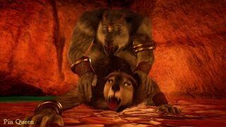 Wolf and gray tiger get rough in wild cave sex behind game rules