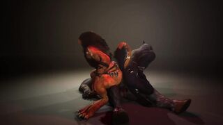Furry threesome with monster cock destroys tight holes raw deepboyo animation