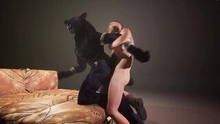 Furry gets brutally bred by throbbing monster cock in 3D anal gangbang