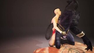 Furry gets brutally bred by throbbing monster cock in 3D anal gangbang