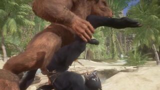 Minotaur rips wolf hole wide then CUMs HUGE deep inside his furry ass