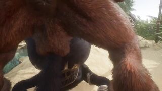 Minotaur rips wolf hole wide then CUMs HUGE deep inside his furry ass