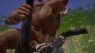 Minotaur rips wolf hole wide then CUMs HUGE deep inside his furry ass