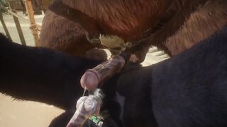 Minotaur rips wolf hole wide then CUMs HUGE deep inside his furry ass