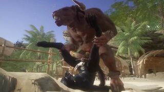 Minotaur rips wolf hole wide then CUMs HUGE deep inside his furry ass