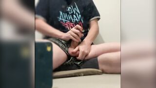 Twink's fat dick ruined by brutal solo cum explosion