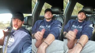 Wanking my fat British cock in the car park