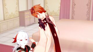 Tartaglia and Kazuha Hardsex Gangbanged With Creampie Loads