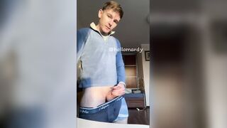 College guy destroyed by huge cum load while jerking in underwear