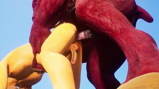 Furry monster absolutely wrecks a helpless slave in the scorching desert