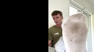 Hot Aussie guy destroys socks and feet compilation