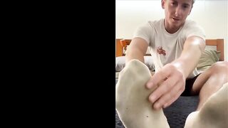 Hot Aussie guy destroys socks and feet compilation