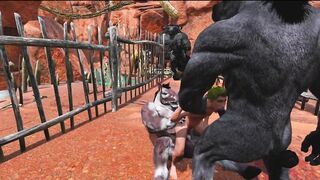 Minotaur Femboy Takes Two Monster Cocks Rough DP Spitroast