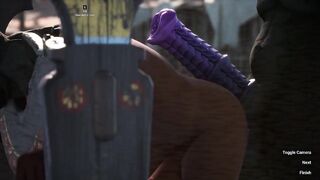Dragon cock wrecks tight ass raw creampie bred in stockade