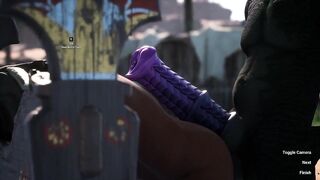 Dragon cock wrecks tight ass raw creampie bred in stockade