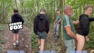 Blonde Twink destroyed outdoors by Hung Mature Daddy
