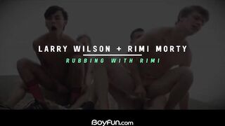 Big sporty twink needs relief and his smooth friend gives it raw