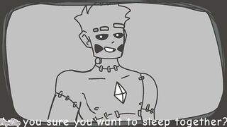 Frankenstein monster boyfriend strokes his monster cock raw rough animation