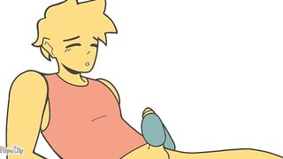 Frankenstein monster boyfriend strokes his monster cock raw rough animation