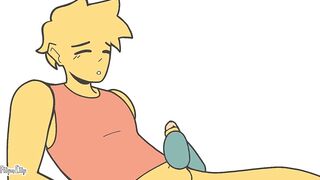 Frankenstein monster boyfriend strokes his monster cock raw rough animation