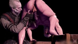 Geralt’s cursed cock milked in Witcher 3d gay handjob cumshot