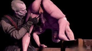 Geralt’s cursed cock milked in Witcher 3d gay handjob cumshot