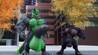 Gay furry macro growth wrecking deathclaw until cum drains cock