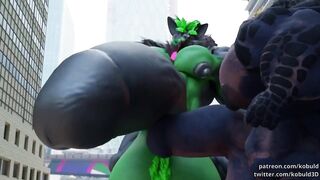 Gay furry macro growth wrecking deathclaw until cum drains cock