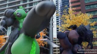 Gay furry macro growth wrecking deathclaw until cum drains cock
