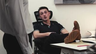 Power Hungry Boss's Son fucks Employee in Office Deep Throat Str8 Boy Cumshot