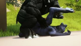 Furry Twink Wolf Gets Stuffed by Big Rhino Cock in Wild Life Gangbang