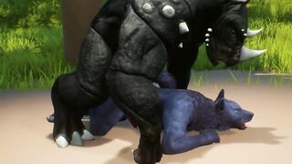 Furry Twink Wolf Gets Stuffed by Big Rhino Cock in Wild Life Gangbang