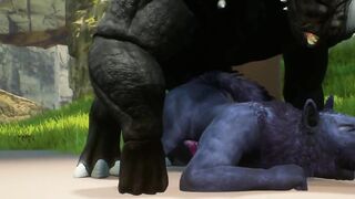 Furry Twink Wolf Gets Stuffed by Big Rhino Cock in Wild Life Gangbang