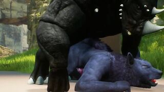 Furry Twink Wolf Gets Stuffed by Big Rhino Cock in Wild Life Gangbang