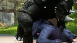 Furry Twink Wolf Gets Stuffed by Big Rhino Cock in Wild Life Gangbang