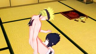 Naruto x Sasuke Blowjob Footjob Hentai Creampie 3d Anime