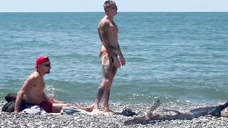 Hard fast fuck Kit Belove cums in Falcon Al’s bareback ass on the beach creampie