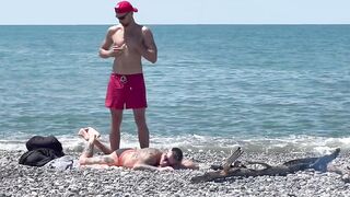Hard fast fuck Kit Belove cums in Falcon Al’s bareback ass on the beach creampie