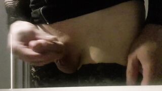 Femboy destroyed by big dick cumshot in panties and stockings