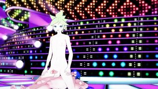 Len x Kaito stage fucked raw creampie twink gets big dick