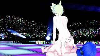 Len x Kaito stage fucked raw creampie twink gets big dick