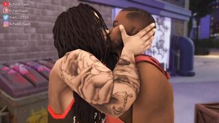 Black gaysims threesome destroyed in public with big dick cumshot