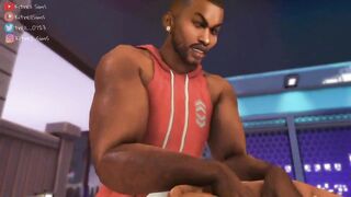 Black gaysims threesome destroyed in public with big dick cumshot