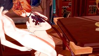 Zhongli and Tartaglia ruined with big dick handjobs and boobjobs hentai yaoi
