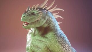 Scalie lizard gets pounded raw by massive rhino cock until he’s drowning in cum
