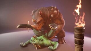 Scalie lizard gets pounded raw by massive rhino cock until he’s drowning in cum