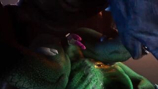Scalie lizard gets pounded raw by massive rhino cock until he’s drowning in cum